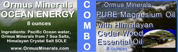 Combo Set Ormus Minerals Ocean Energy & PURE Magnesium Oil with Himalayan Cedar Wood Essential Oil 8 oz