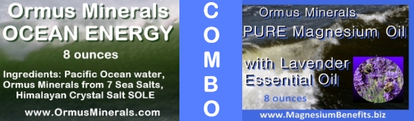 Combo Set Ormus Minerals Ocean Energy & PURE Magnesium Oil with Lavender Essential Oil 8 oz