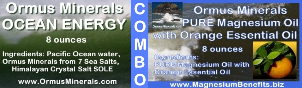 Combo Set Ormus Minerals Ocean Energy & PURE Magnesium Oil with Orange Essential Oil 8 oz