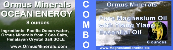 Combo Set Ormus Minerals Ocean Energy & PURE Magnesium Oil with Ylang Ylang Essential Oil 8 oz