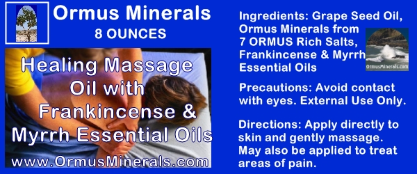 Ormus Minerals Healing Massage Oil With Frankincense and Myrrh Essential Oil 8 oz
