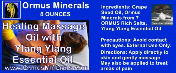 Ormus Minerals Healing Massage Oil With Ylang Ylang Essential Oil 8 oz