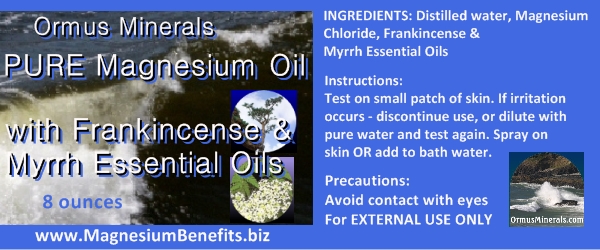 Ormus Minerals PURE Magnesium Oil with Frankincense & Myrrh Oils