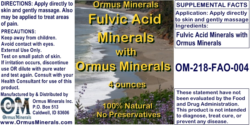 Ormus Minerals Fulvic Acid Minerals with Ormus Minerals