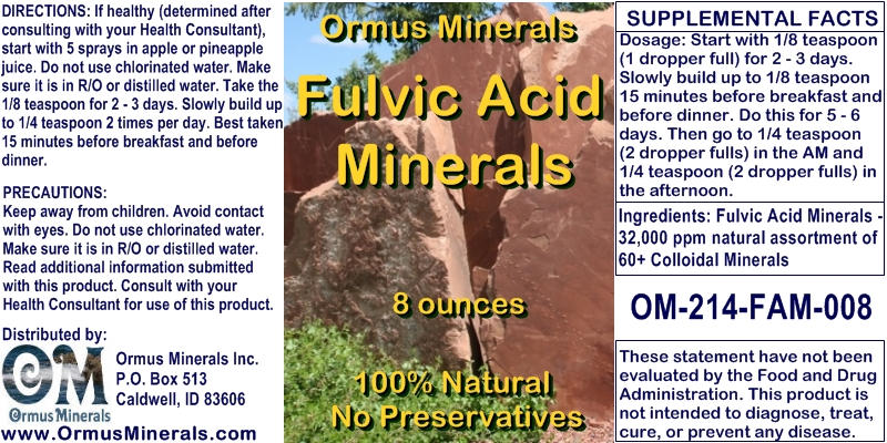 Ormus Minerals Fulvic Acid Minerals